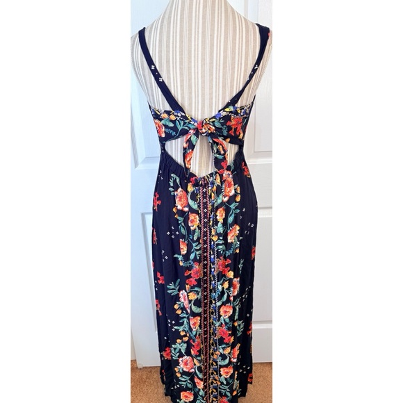 Angie Black Maxi Dress with Red & Green Floral Print - Picture 4 of 8